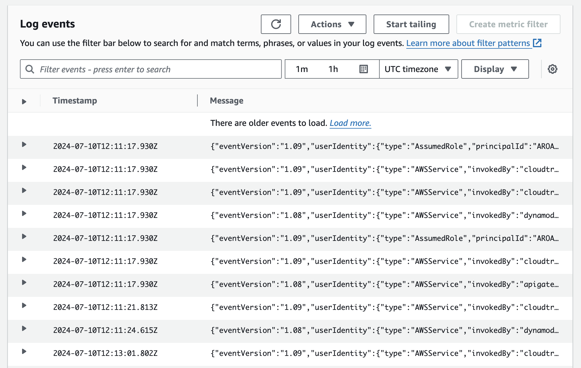 cloudtrail cloudwatch logs