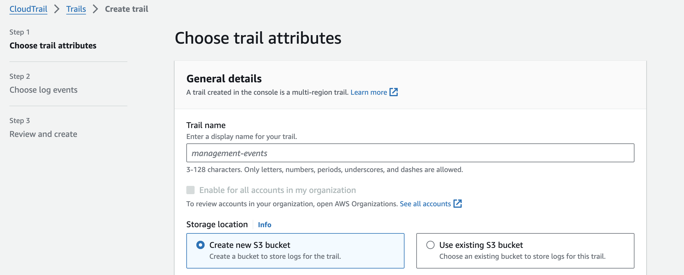 create cloudtrail