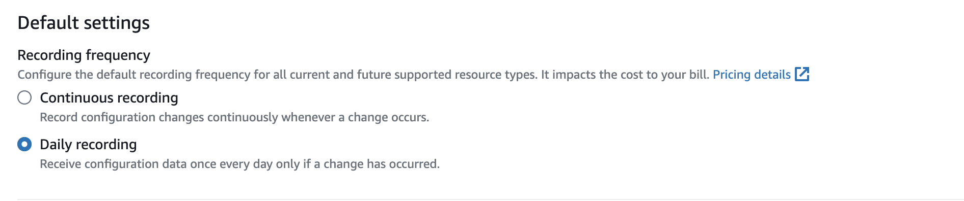 aws config recording frequency