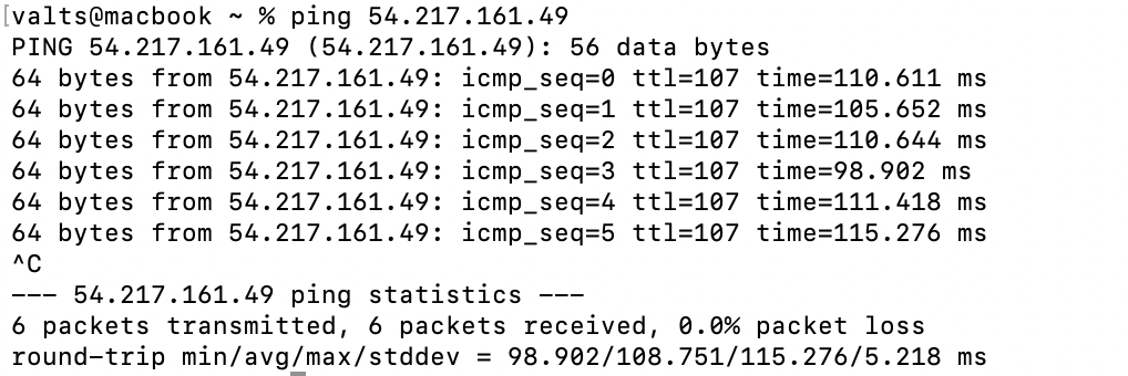 ec2 ping success