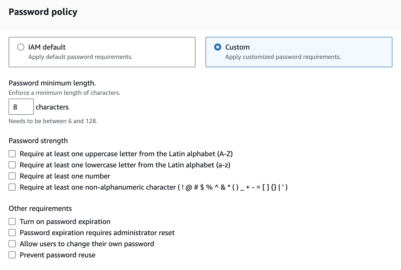 password policy change