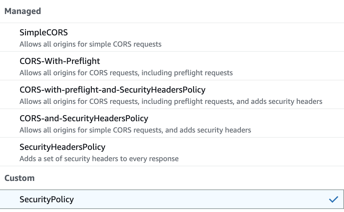 security response headers policy