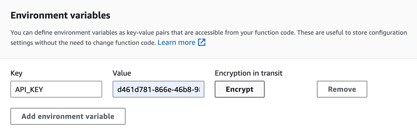 lambda environment variable encryption